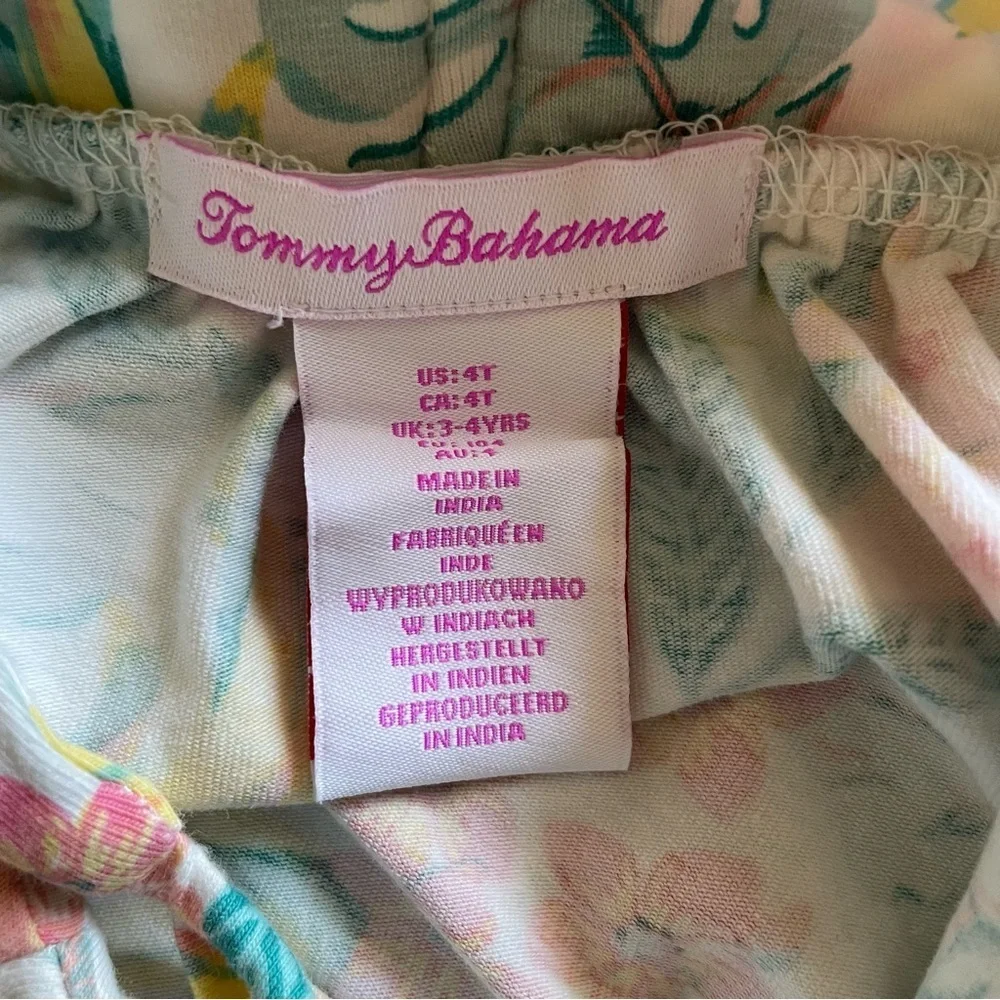 Vibrant Tommy Bahama Sun Dress Girls 4T Tropical Floral Ruffle Sleeve Beach - Picture 2 of 12